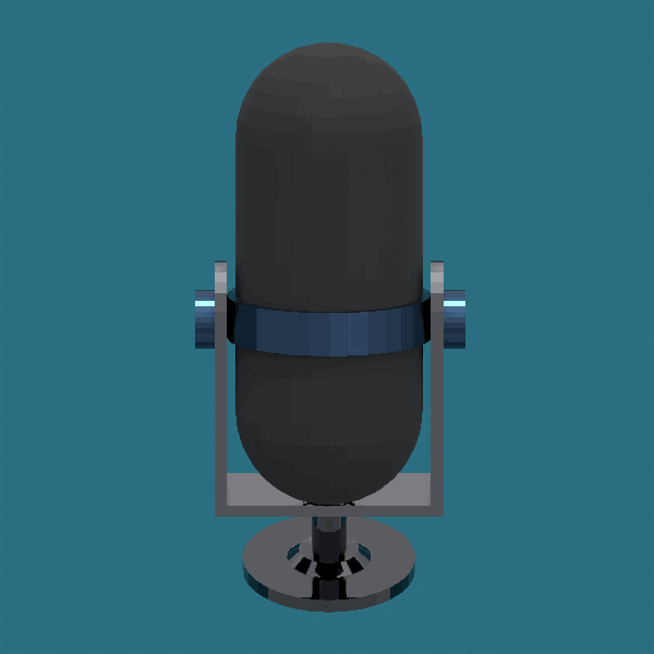 Animated art of a microphone transforming into a crystal through a fluid phase